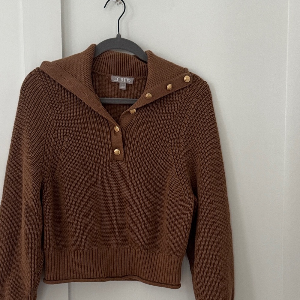 J Crew Ribbed cotton button-collar sweater Size S